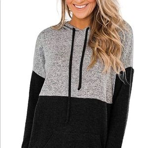 Colorblock Drawstring Sweatshirt